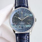 Swiss Replica Breitling Navitimer Automatic 41 Watch SS Blue Dial Blue Leather